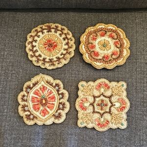 NWT Kim Seybert set of 4 beaded coasters